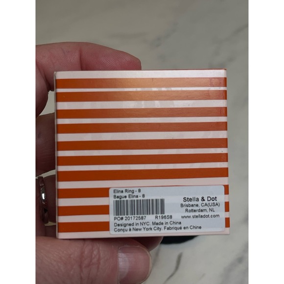 NEW Stella & Dot ELINA CZ Cubic Zirconia Halo Ring Silver Rhodium Retired Sz 8 - Picture 14 of 16